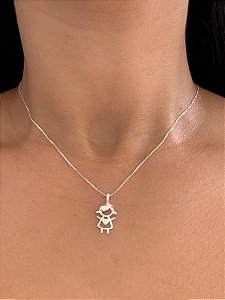 Colar de prata menina cravejada
