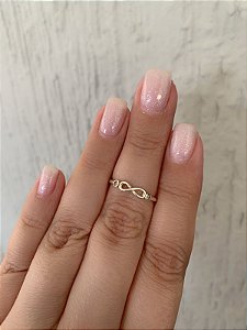 Anel de prata mini infinito com 2 pontos de luz