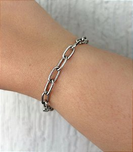 Pulseira de aço cadeado alongado