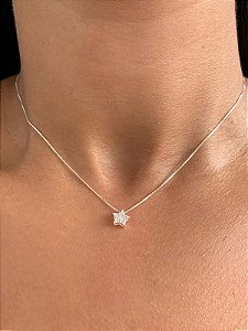 Colar de prata estrela cravejada