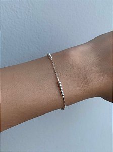 Pulseira de prata entremeio 5 bolinhas