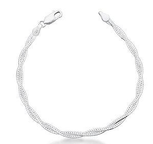 Pulseira de prata 2 fitas trançadas