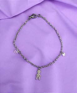 Pulseira de aço menino com 2 zircônias
