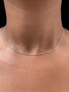 Corrente de prata mini elo português 40cm