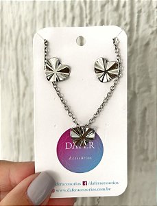 Conjunto de aço coração ondulado