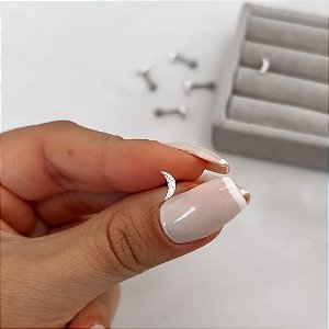 Piercing de prata mini lua cravejada tragus / helix