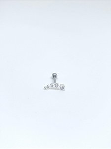Piercing de prata curvado 5 zircônias orelha esquerda