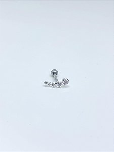 Piercing de prata curvado 5 zircônias orelha direita