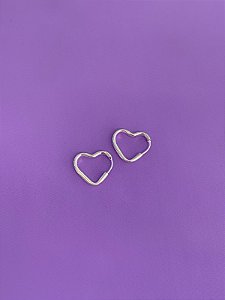 Brinco de prata argola coração 12mm