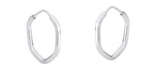 Brinco de prata argolinha hexagonal 13mm