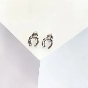 Brinco de aço ferradura com zircônias