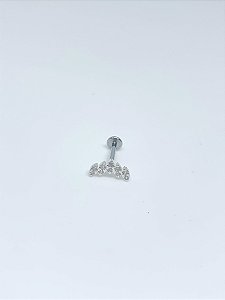 Piercing de prata cluster labret 5 pedras