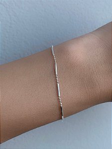 Pulseira de prata bolinhas e canutilhos