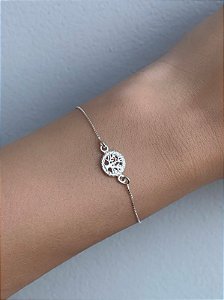 Pulseira de prata mini árvore da vida entremeio