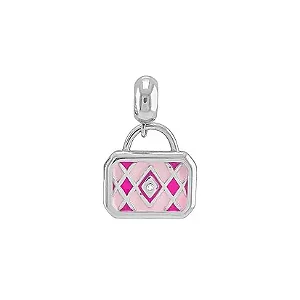 Berloque de aço bolsa rosa