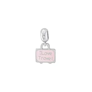Berloque de aço mala “i love to travel”