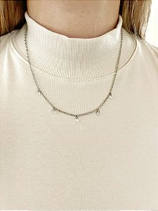 Colar de aço pontos de luz cristal 4mm