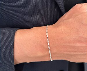 Pulseira de prata masculina elo longo 1.8mm