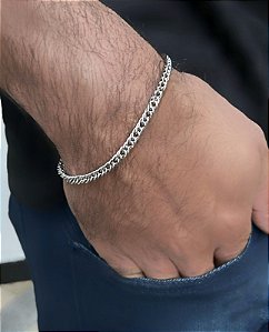 Pulseira de aço masculina groumet dupla