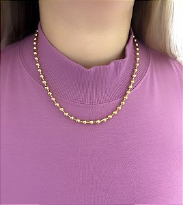 Colar dourado inteiro esferas