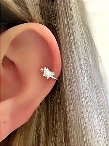 Piercing fake de prata borboleta zircônia