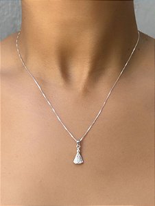 Colar de prata nossa senhora aparecida zircônias P