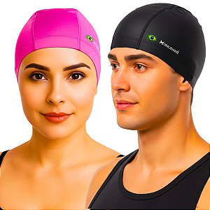 Touca de Natação adulto em Tecido com Proteção UV e Secagem Rápida – Unissex