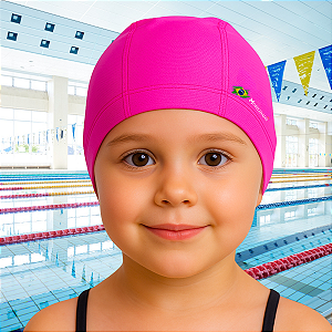 Touca Natação Tecido Infantil Não Puxa Cabelo Secagem Rápida Pink Lycra Xtra Life