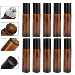 50 Frascos de Vidro Âmbar Roll on 10ml Premium (Vidro Grosso)