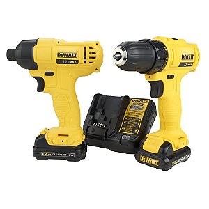 Kit Parafusadeira/Furadeira + Furadeira de Impacto 12V com Bateria Dewalt DCK201C2-BR