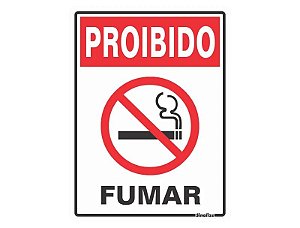 Placa de sinalização em Poliestireno 15x20 Proibido Fumar Sinalize 220AB