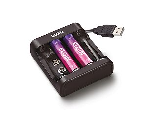 Carregador USB para pilhas e bateria com cabo micro USB + 2 pilhas AA 1500mAh recarregáveis