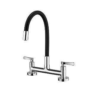 Misturador para Cozinha de Mesa Bica Móvel Lorenzetti Flex Black 1256 B27