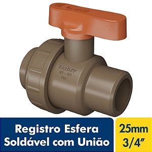 Registro Esfera Soldável com União 25mm Ou 3/4'' Marrom PVC Fortlev