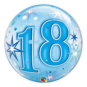 Balão Bubble 18 anos Azul