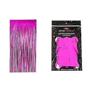 Cortina de Franjas Pink Metalizada