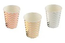 Copo de Papel Chevron Metalizado, 10 Un.