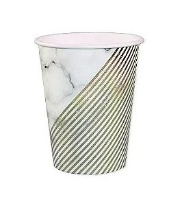 Copo de Papel Dourado Mármore 10 Un.