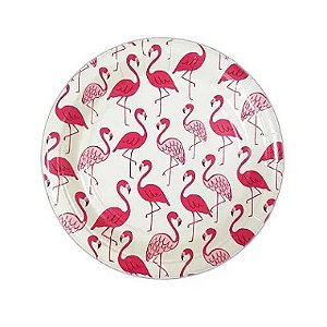 Prato de Papel Flamingos 8 Un.