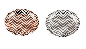 Prato de Papel Chevron Laminado 10 Un.