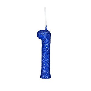 Vela Número Azul Glitter