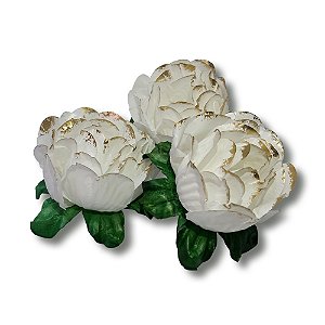 Forminha Flor Branca com Borda Metalizada 24 un