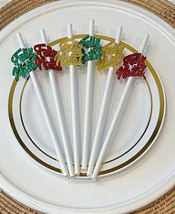 Canudo Decorativo Feliz Natal 6pçs