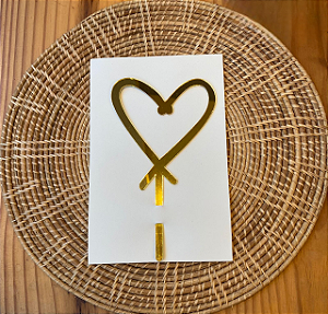 Topo de Bolo Coração Dourado