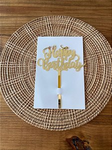 Topo de Bolo Happy Birthday Lettering