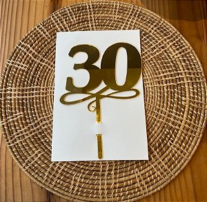 Topo de Bolo 30 Dourado