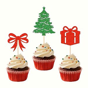 Topper Natal Glitter 8 pçs