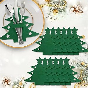 Porta Talher Árvore de Natal Verde 6 pçs