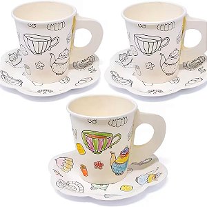 Kit Copo e Prato de Papel para Colorir 12pçs
