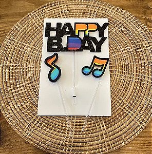 Topo de Bolo Happy B-Day Musical